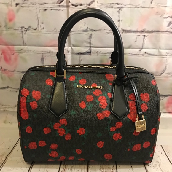 MICHAEL Michael Kors Handbags - NWT Michael Kors Hayes red rose LG duffle bag